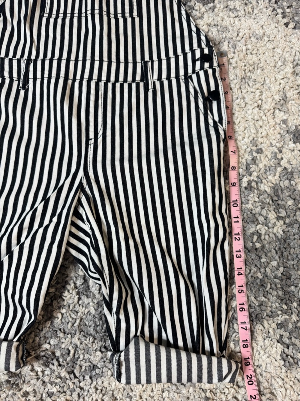 Forever 21, Mens Black and White Striped Denim Overalls, US Size: 30 - Picture 10 of 11